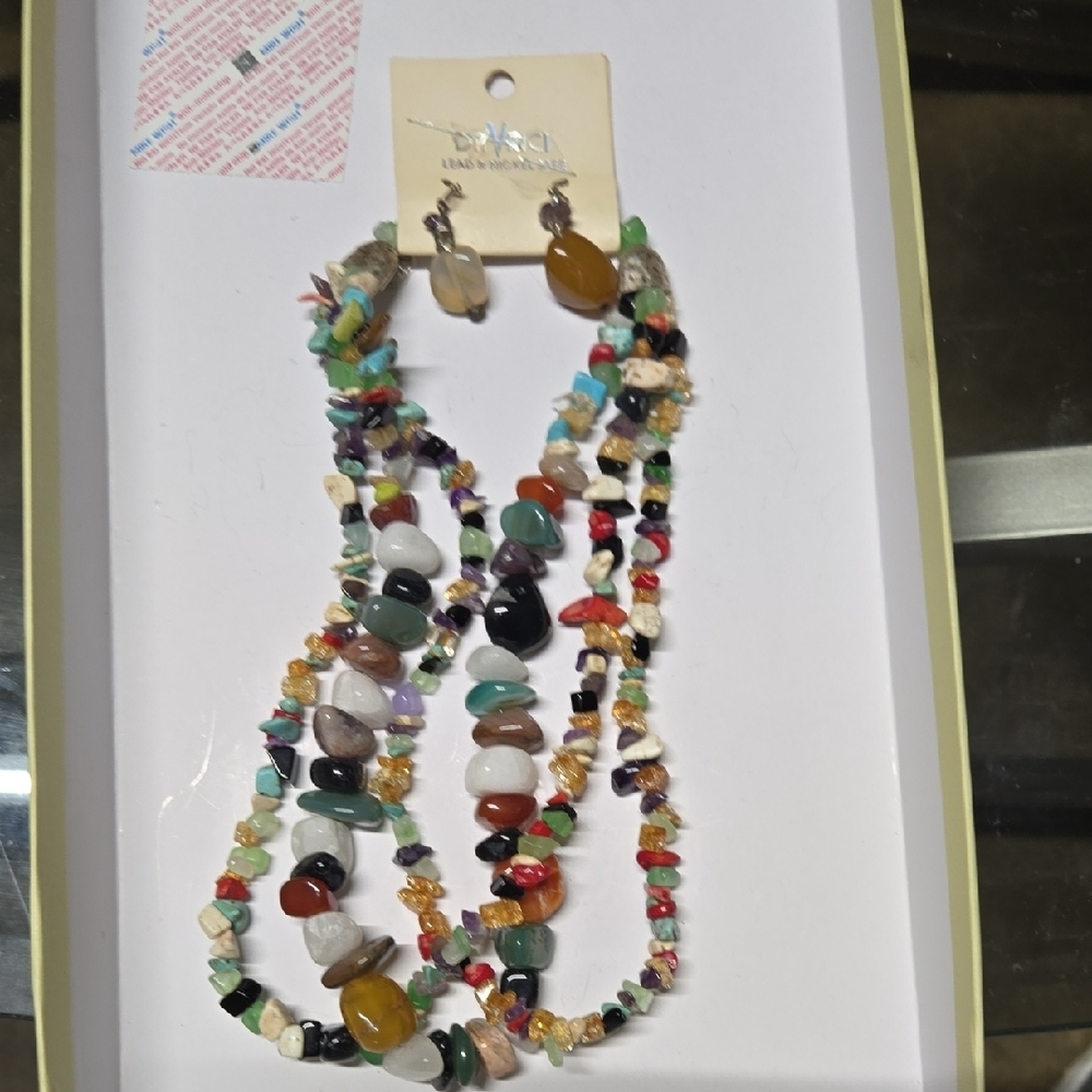Multicolor Beaded Necklace and Earring Set